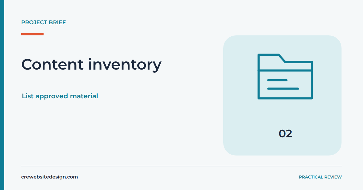 Content inventory Content inventory illustrated for How to match your project brief to the right design package