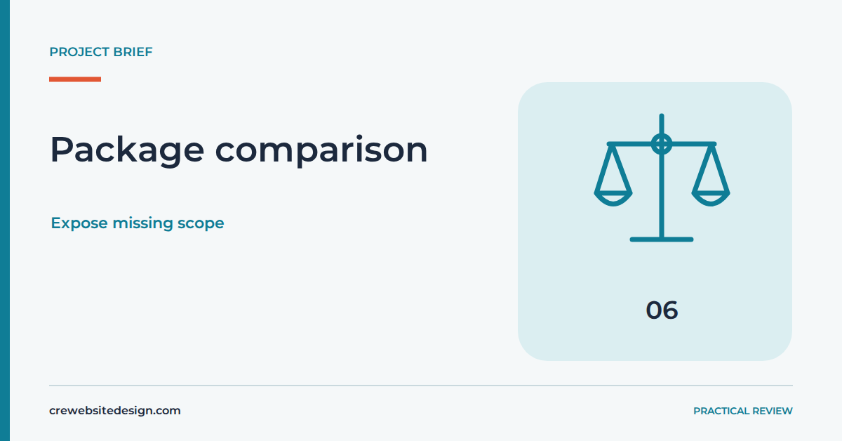 Package comparison Package comparison illustrated for How to match your project brief to the right design package