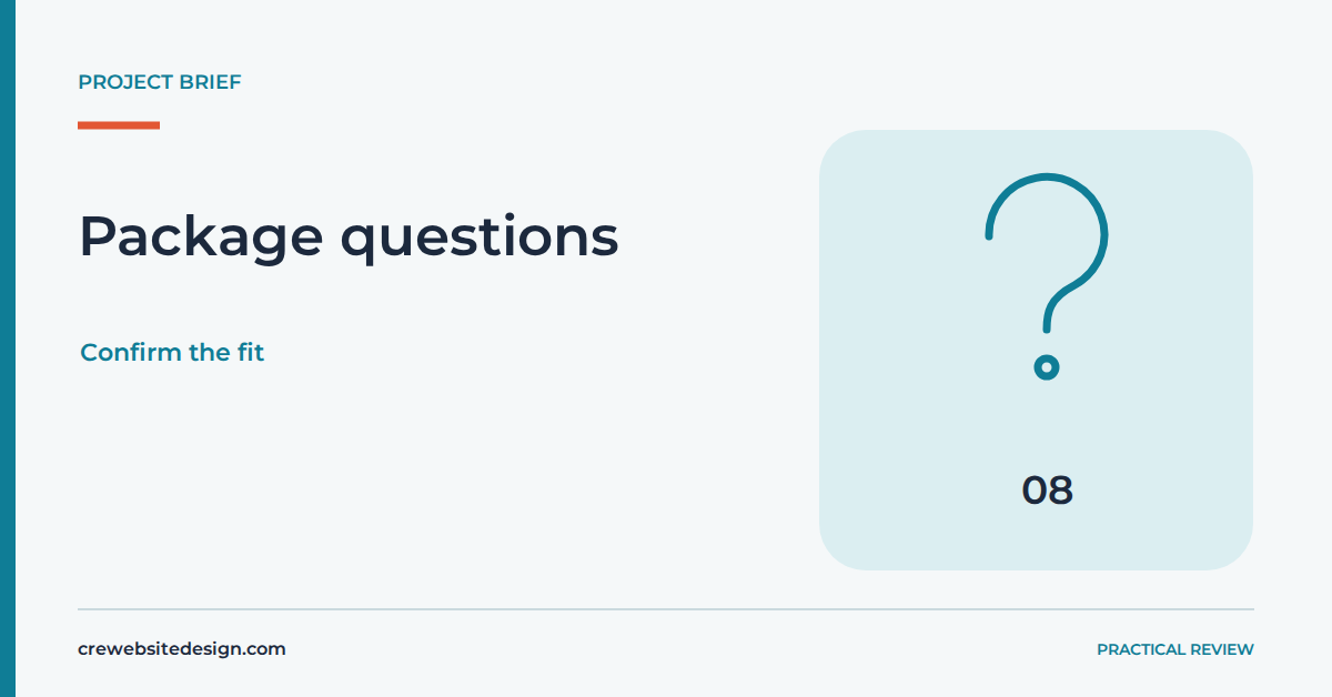 Package questions Package questions illustrated for How to match your project brief to the right design package